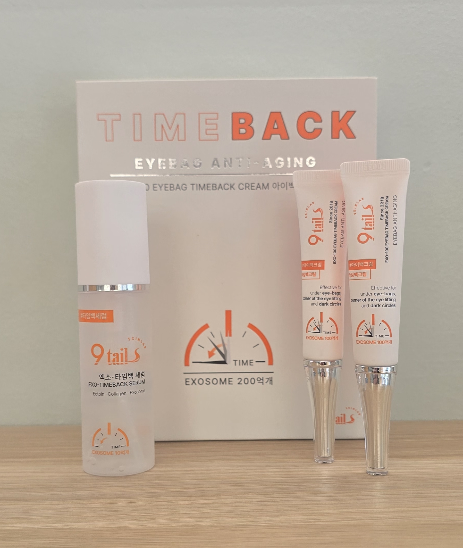 NINE TAILS EXO-100 SET Eyebag Time Back Anti Aging 2x15ml 60ml - Crema contorno occhi liftante